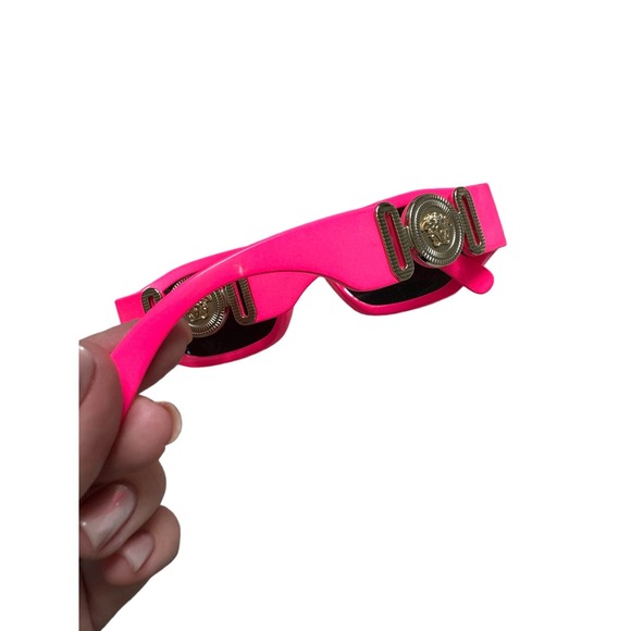VERSACE EUC Medusa Biggie Square Sunglasses Authentic Pink Gold Designer Luxury main image 13